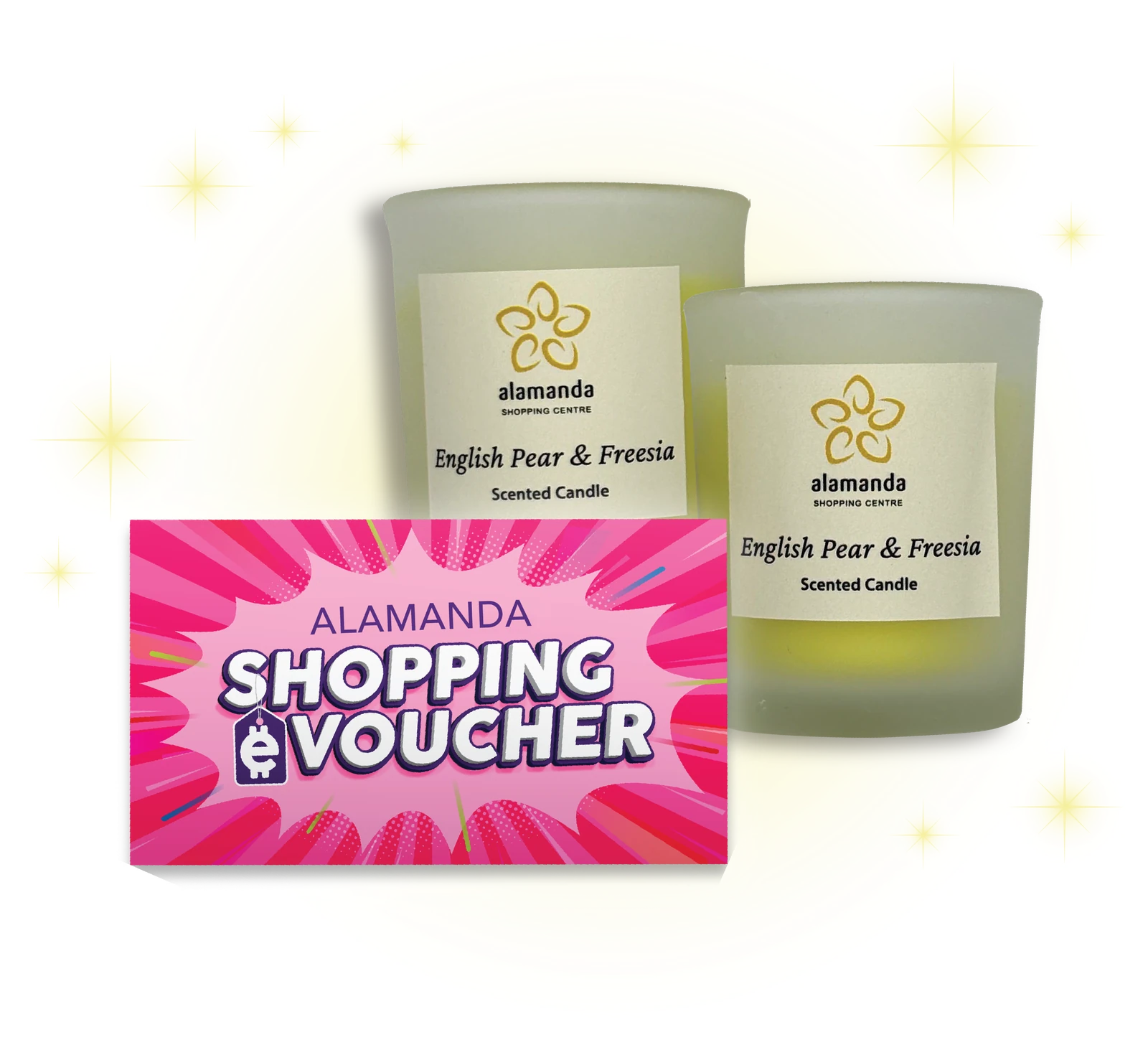 Alamanda Shopping e-Voucher with two scented candles